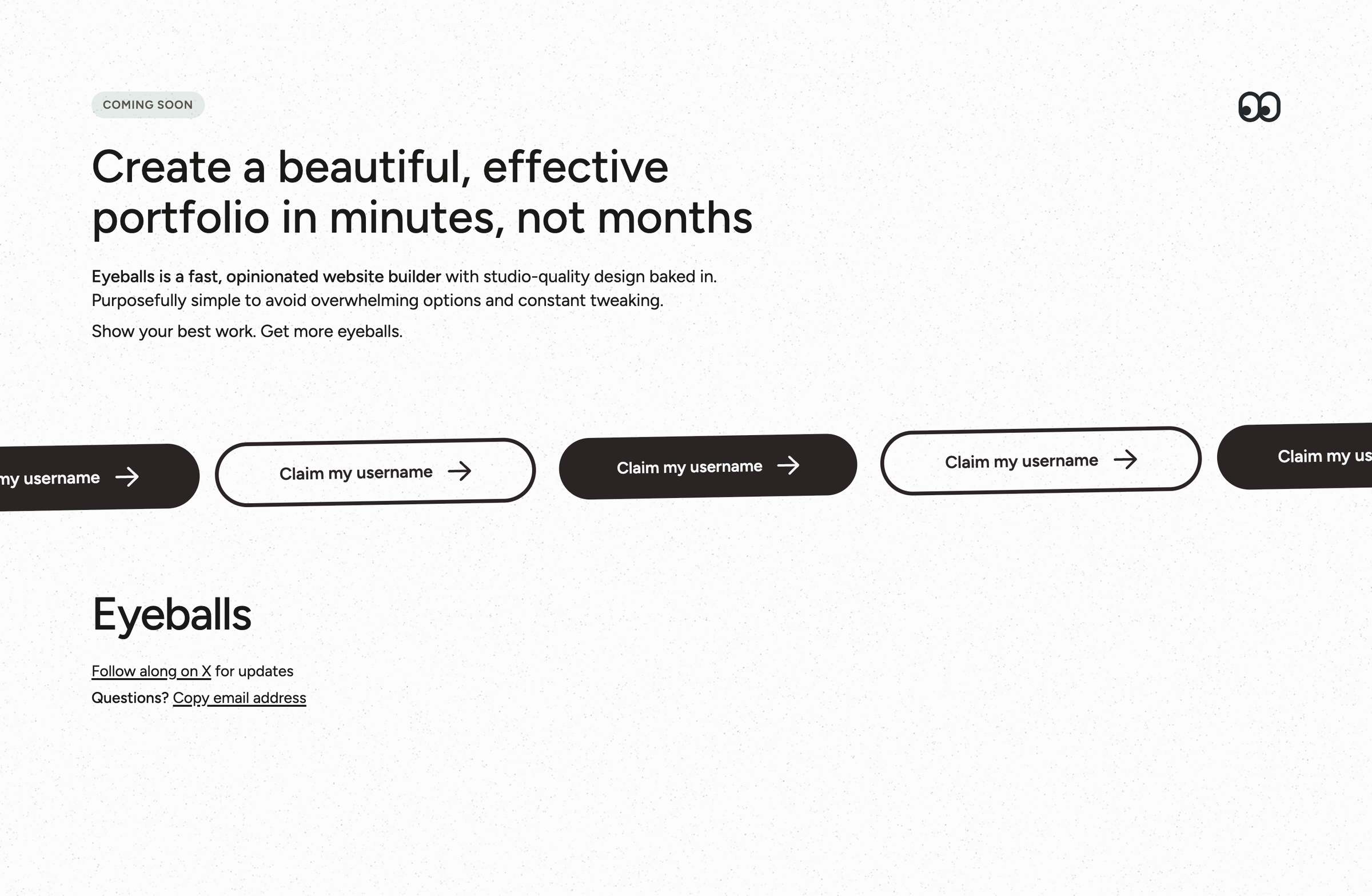 A quick landing page for Eyeballs