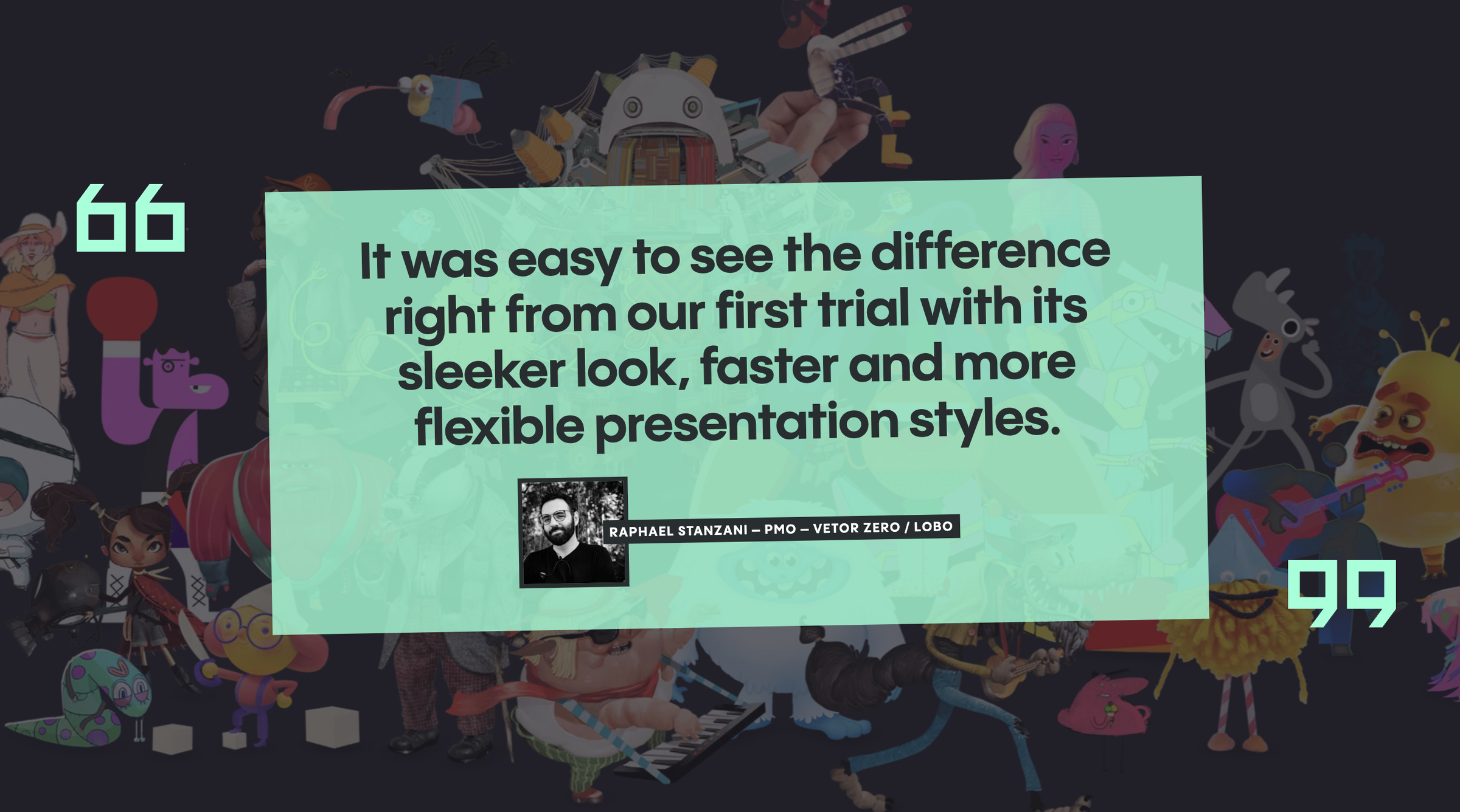 Testimonial block from the new shots marketing site