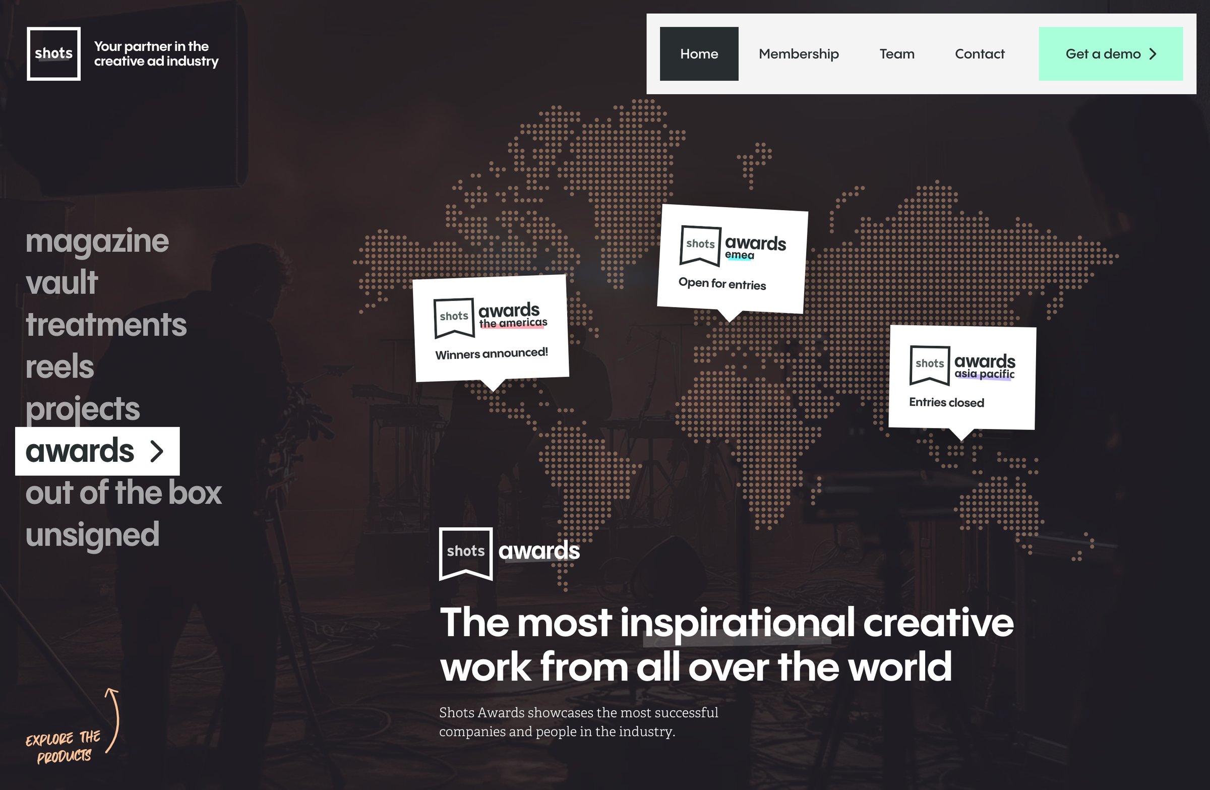 Unused concept from the shots marketing site redesign